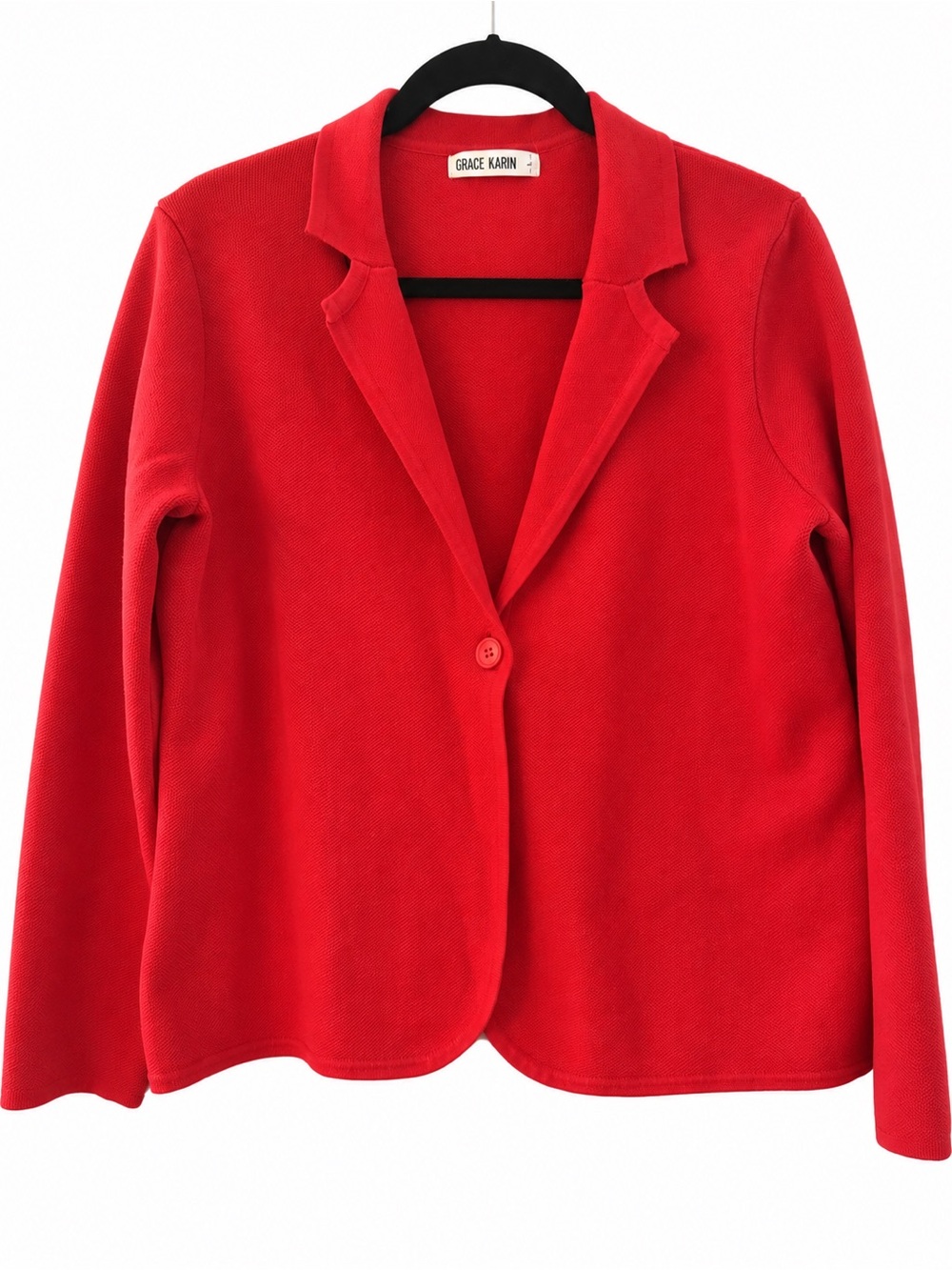 GRACE KARIN Red Knit Blazer Cardigan Size L